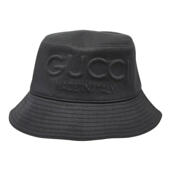 Gucci Embossed Bucket Hat L Black Cotton Rayon